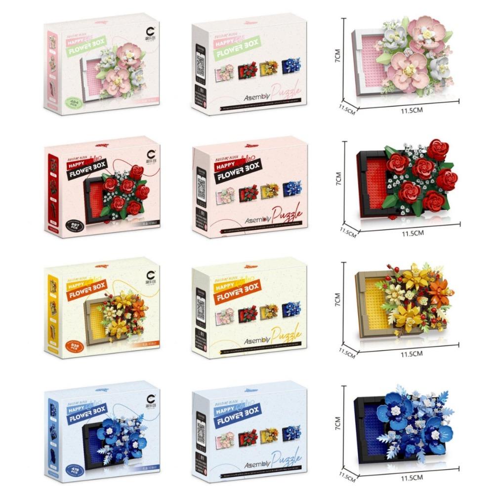 Bouquet of Roses Flower Box Blocks Drawable DIY Jewelry Box New Building Toys  Home Decor