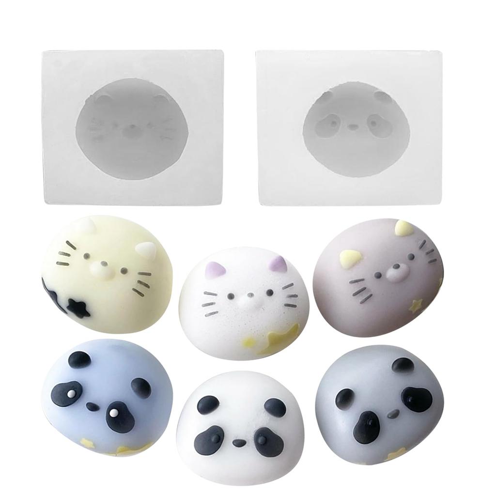 PNHAEH Squishy Silicone UV Resin Animal Face 3D Handmade Cute Clay Reusable Mold Set Molds, Molds, Molds, Bear, Panda, Pig, Fish, Kitten, Puppy,