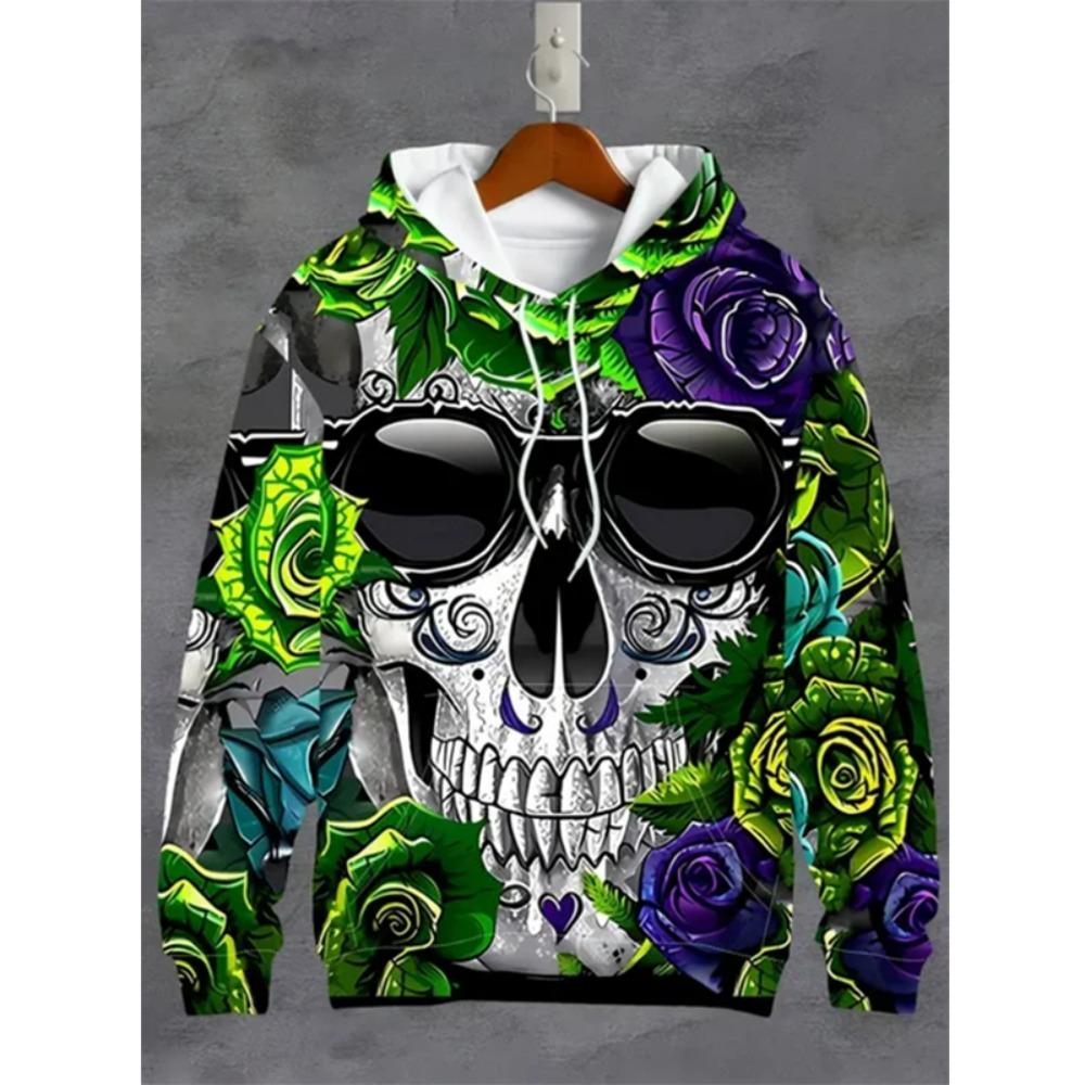 Vintage Herren- und Damen-Sweatshirt 3D Totenkopf Grafikdruck Lässiger Hoodie Herbst Übergroße Kleidung Harajuku Langarm Kinder Pullover