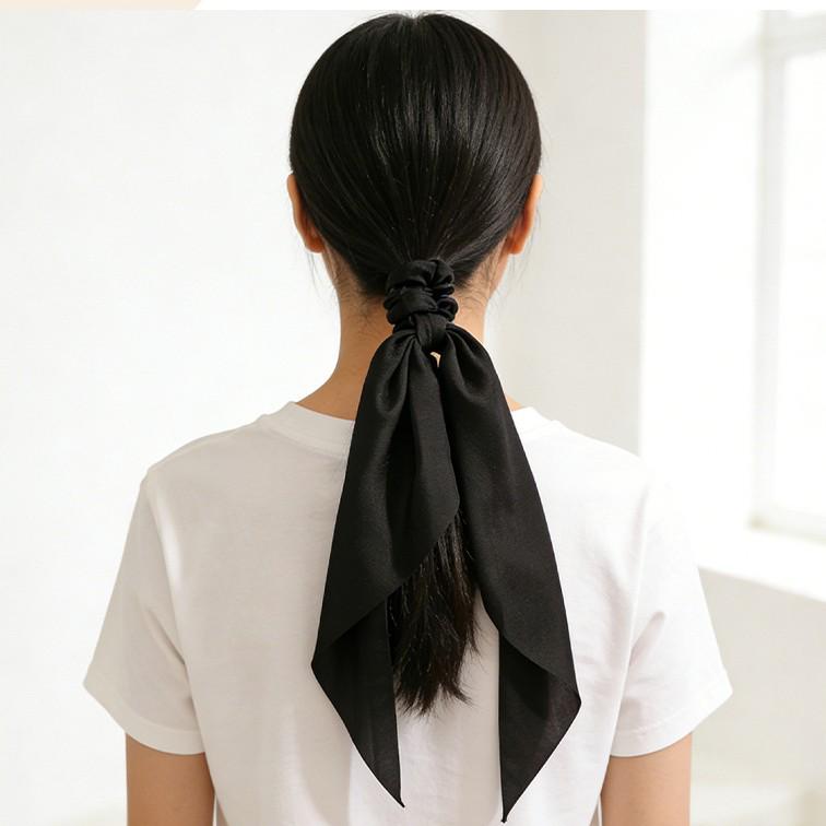 Spring Satin Knot Triangle Scarf: Solid Color Hair Accessory for Women & Girls
