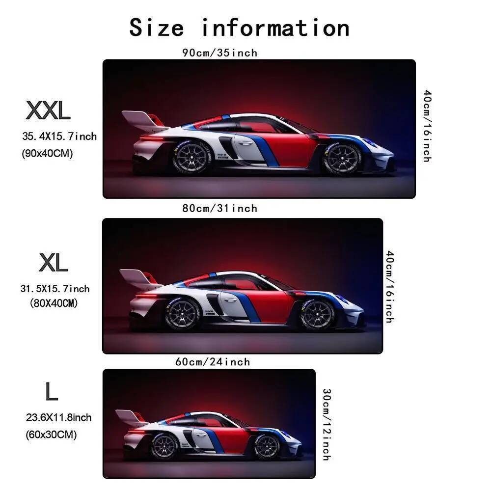 White Cool Sports Car Mouse Pad Large Gaming Anti-Slip Rubber Base Extended Desk Mat Gamer Office Computer Accessories Mousepad