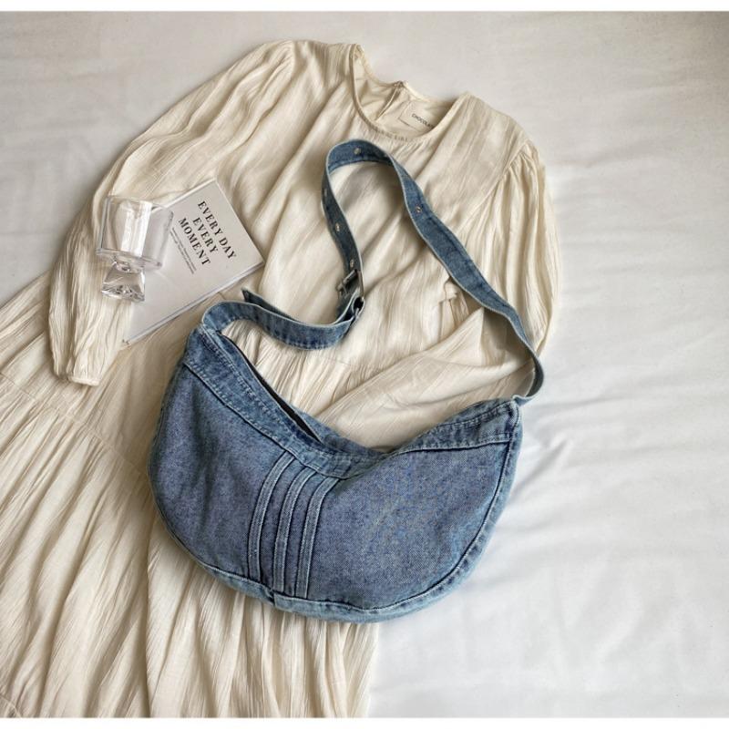 College Student Shoulder Bag Japanese Harajuku Denim Bag Girls Korean Versatile Crossbody Bag Women Shoulder Dumpling Bag