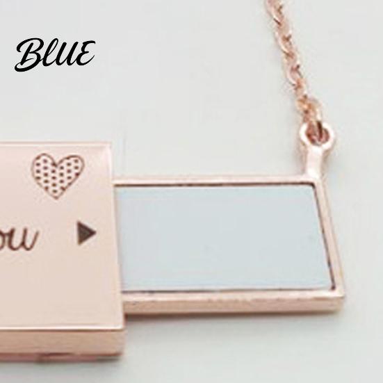 Rectangle Locket Pendant Necklace Photo Memory Alloy Keepsake Gift