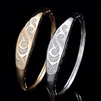 Fashionable Hollow Carved Zircon Bracelet for Women, Light Luxury Open Design Bracelet, Retro and Versatile