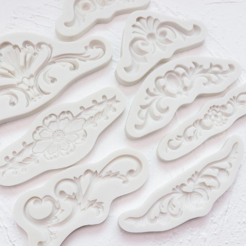 Blomsterranke Relief Silikonformer DIY Kakekant Fondant Kakedekoreringsverktøy Sugarcraft Sjokolade Leire Godteriformer