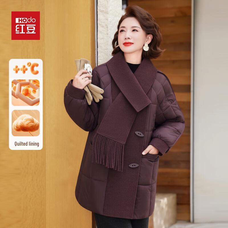 

Женский пуховик Hodo вязаный пэчворк с воротником-шарфом 3XL