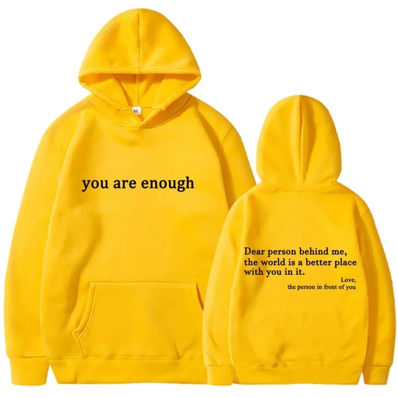 2025 Trendy You Are Enough Printed Hoodie Men's and Women's Pullover Retro Hoodie Street Hip Hop Unisex Hoodie Top