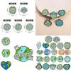 Creative Eco-friendly Alloy Badge Cartoon Earth Shaped Brooch Set For All Seasons
