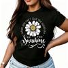 Sunshine Flower Womens TShirt  Cotton Funny Graphic Short Sleeve Tee Novelty Shirt Casual Crew Neck Top SXl