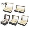 Watch Storage Box with Transparent Window And Lock Wooden Bracelet Organizer Faux Leather Dustproof Jewelry Storage Case
