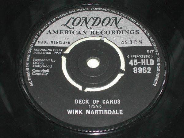 

7inch Record WINK MARTINDALE - Deck Of Cards 45HLD8962 LONDON RECORD 1959 UK Pop Used