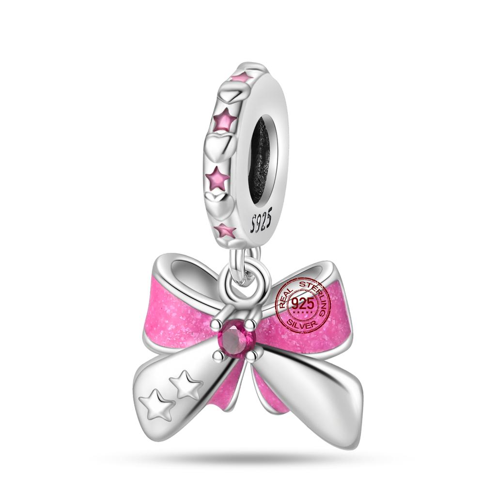 925 Silver Romantic Princess Pink Dress Lipstick Dancing Shoes Charm Beads For 3MM 925 Original Bracelet Jewelry