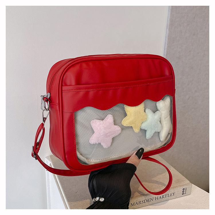 2025 spring new small food pain bag cute versatile simple transparent shoulder messenger women's bag daily soft girl bag