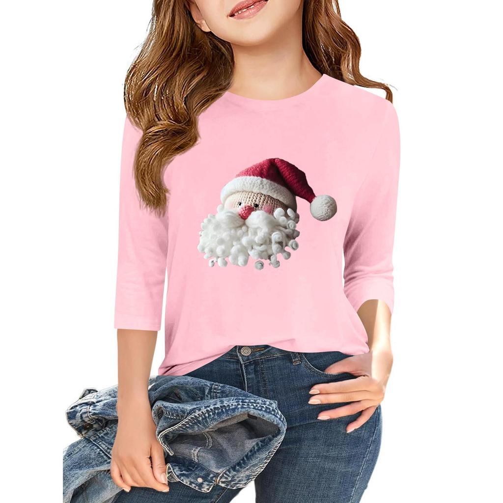 Children's 3/4 Sleeve Independence Day Printed Round Neck Casual T-shirt