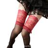 Black Thigh-High Stockings with Red Trim - Wide Lace Silicone Non-Slip, Ultra-Thin, Cute & Sexy French Over-the-Knee Design