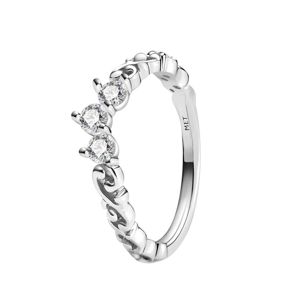 New 925 Silver Shiny Classic Square Crown Heart-shaped Ring Exquisite Luxury Charm Jewelry Holiday Surprise Gifts