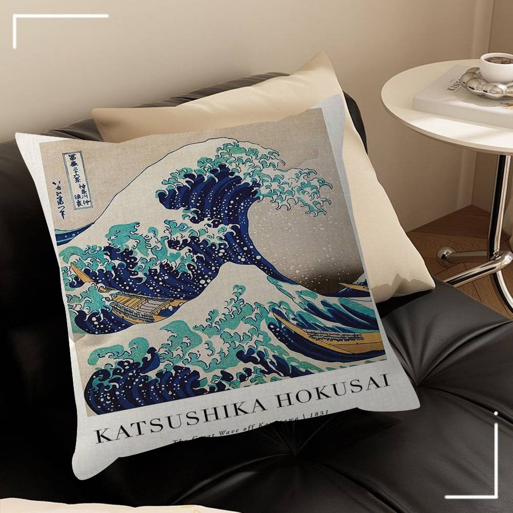 Vintage Ukiyoe The Great Wave Off Kanagawa Pillowcase Toon Gift Cushion Cover Bedroom Home Sofa Chair Seat Decor Pillow Case