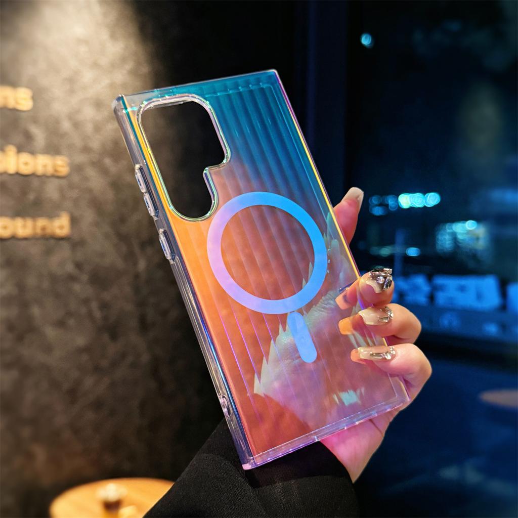 Suitable for Samsung Mobile Phone Case S24ultra Suitcase Chameleon S25 Gradient Laser Magnetic Case S23 Mobile Phone Case