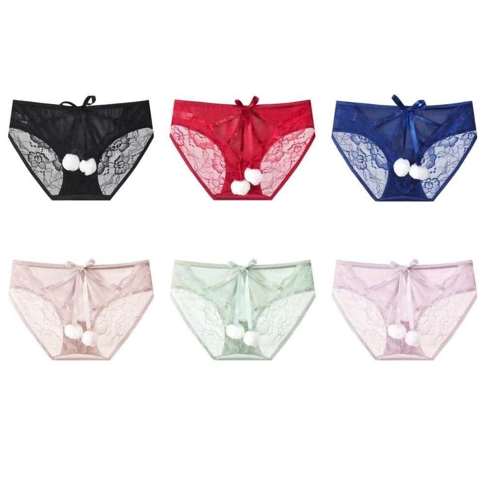 Low Waist Underwear for Women Bowknot Lace Underpants Breathable Lace Panties  Valentine's Day Gift