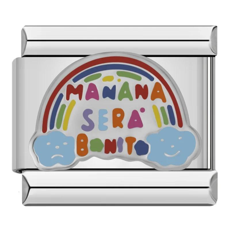 New 2024 Fashion Star Rainbow Landscape Charm Italian Links Fit 9mm Bracelet Stainless Steel Making DIY Jewelry DJ769
