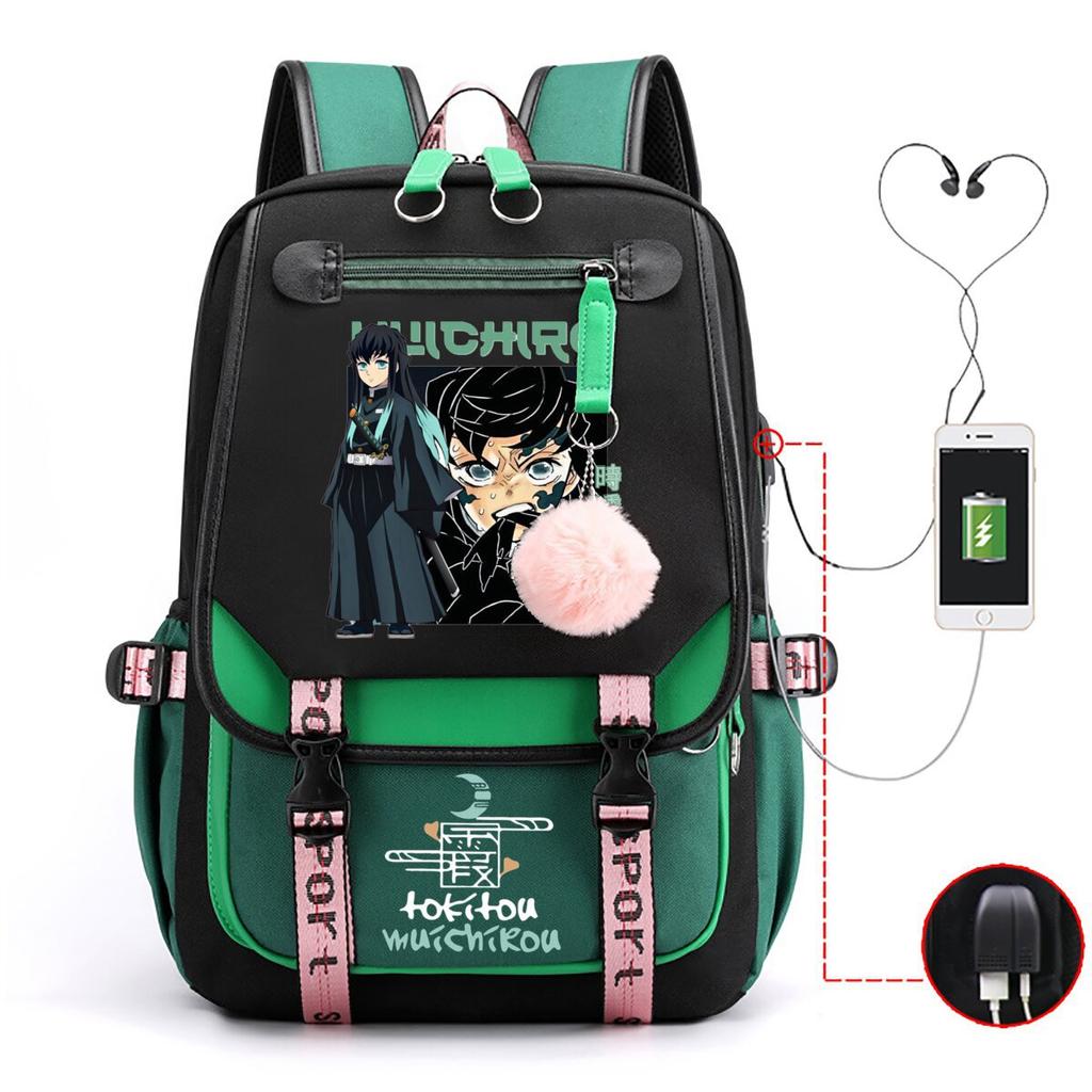 New Animation Schoolbag Children's Contrasting Colors Neutral Printed Primary and Secondary School Students Leisure Backpack with USB Port