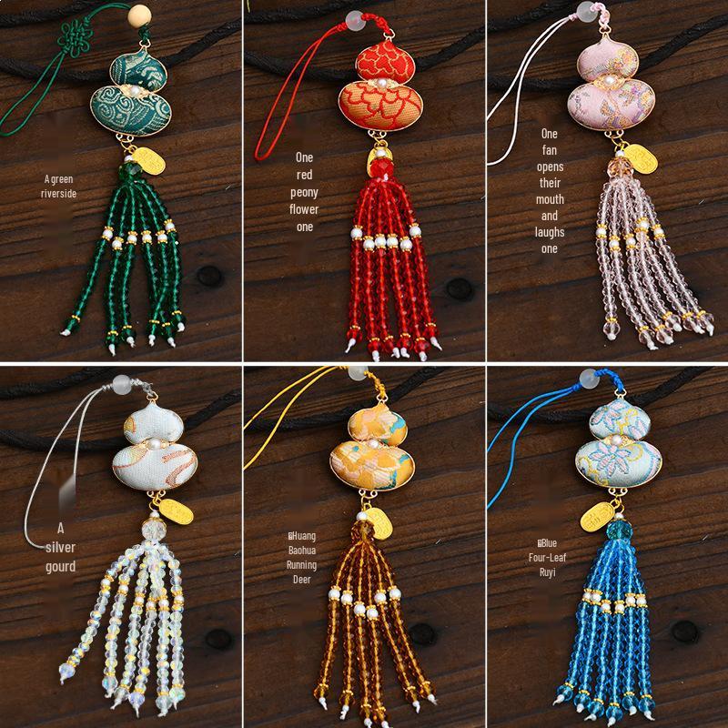 Handmade DIY Car Pendant Kit: Brocade Gourd Hanging Ornament Souvenir