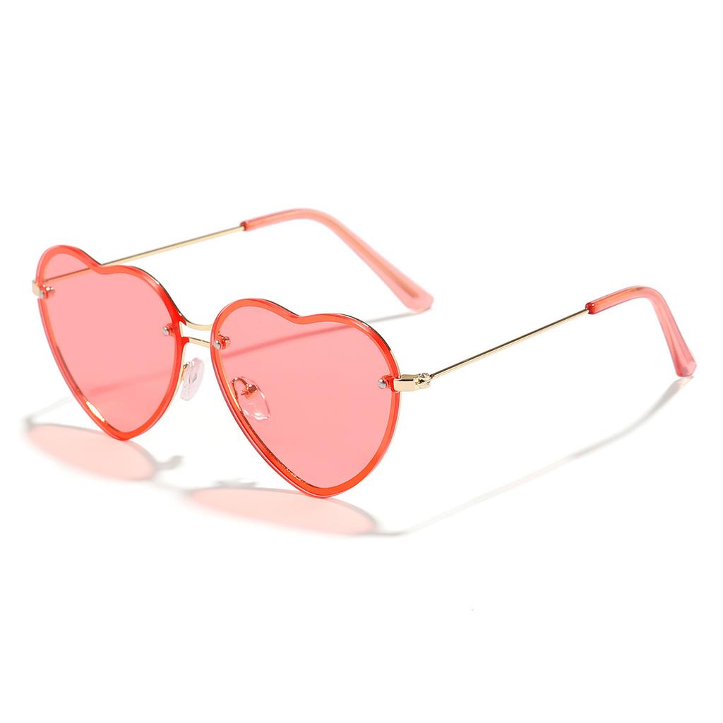 New Anti-ultraviolet Love Sunglasses Heart Shaped Sunglasses Metal Women Fashion Rimless Clear Ocean Lenses Sun Glasses UV400