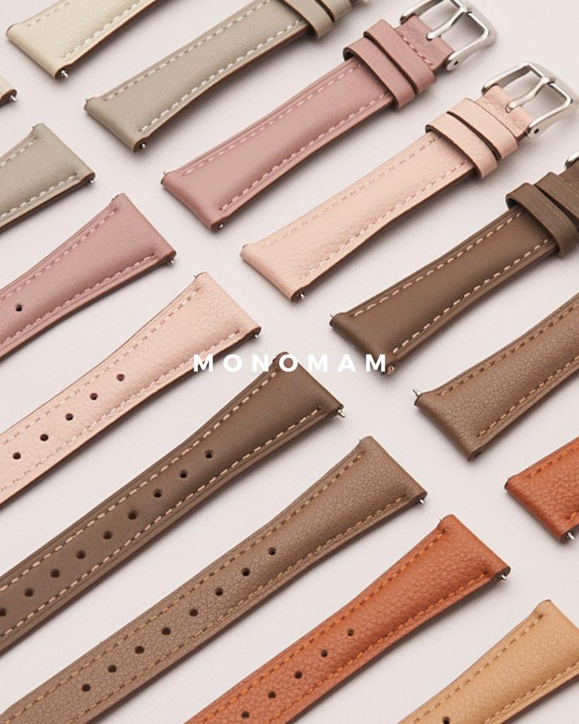 Correa de Reloj Inteligente 18mm Cuero Genuino Cuero Banda de Repuesto [monomam] Mujer (Ancho de Correa 18mm) (Camello Antiguo)