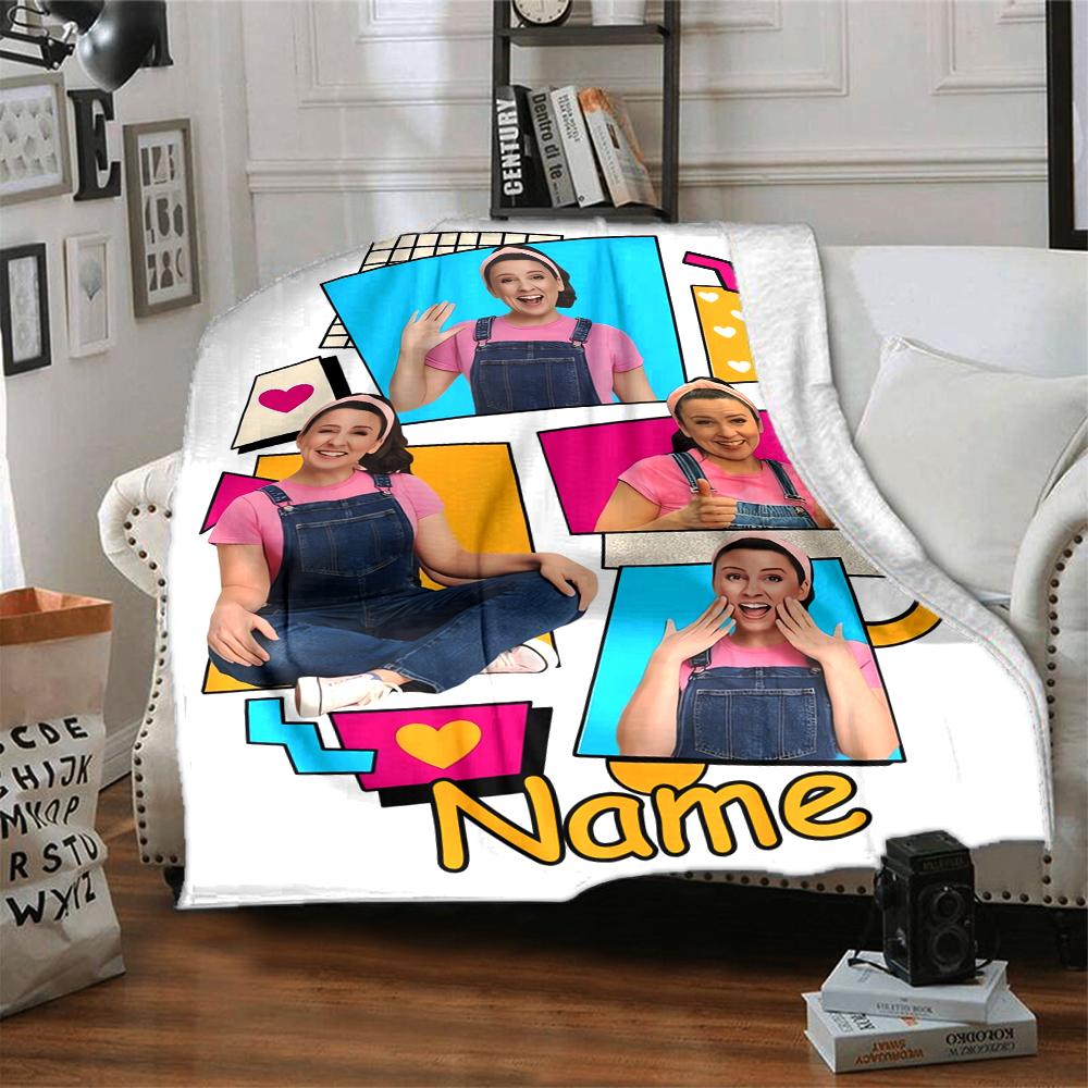Custom Name Ms. Rachel Theme Printed Blanket - Perfect for Couch, Bed, Travel & Outdoor Use | Machine Washable, Cozy & Durable.