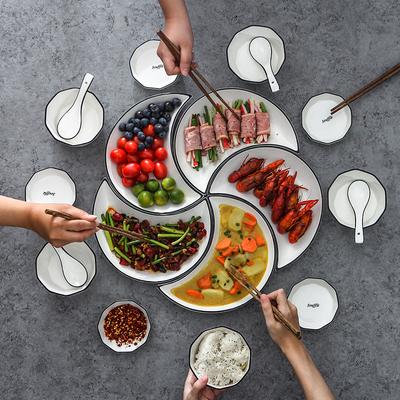 Creative Moon Plate Pure White Western Plate Square Plate Household Ceramic Flat Plate Dim Sum Plate Internet Celebrity Western Tableware Set