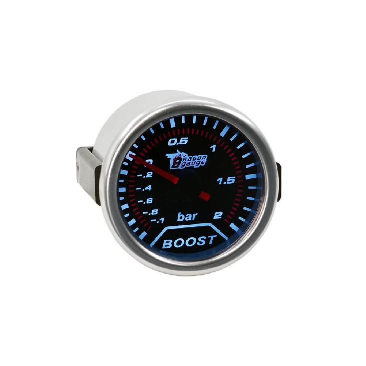 Dragon  2 Inch(52MM) White Backlight Sunglasses Auto Car Turbo Boost Gauge -1~2 Bar Turbine Press Instrument Meter