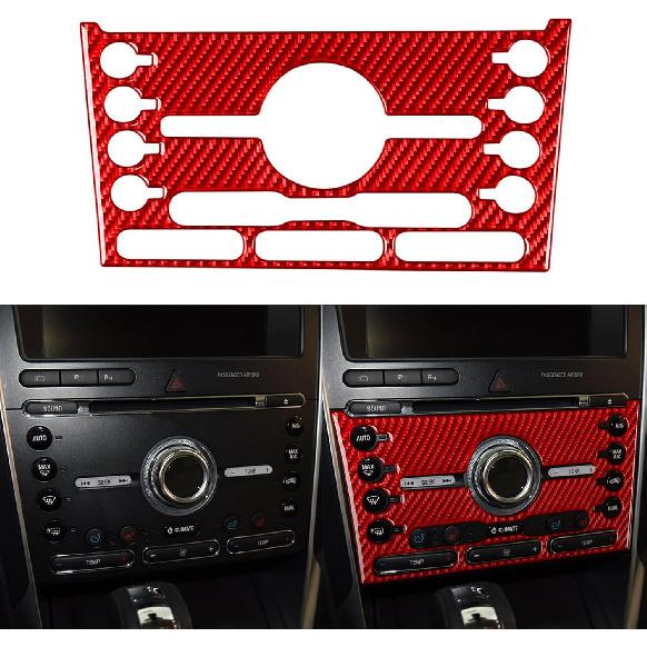 Real Carbon Fiber Car Central Navigation Screen Panel AC Outlet Vent Frame Sticker Compatible with Ford Explorer 2013 2014 2015 2016 2017 2018 2019
