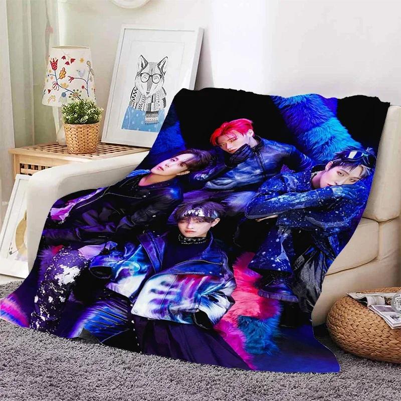 Warm Fluffy Throw Blanket for Bed Sofa Ateez Kpop Fleece Custom Decorative Nap Blankets King Size Microfiber Home Textile