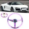 14in Car Steering Wheel Logo Horn Button Accessories Modification Fit for ATV Kart UTVBlue and Purple