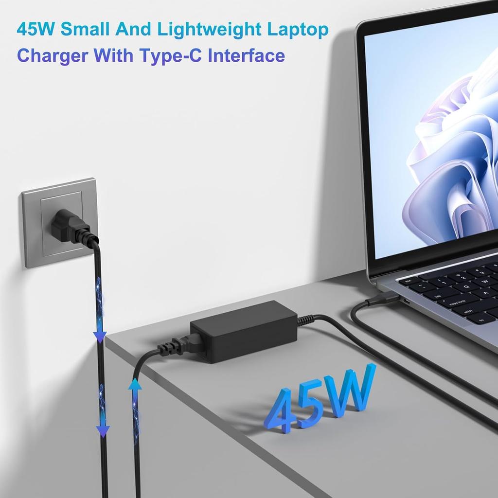 45W Chromebook Charger USB C Laptop Charger Compatible with HP Chromebook Computer Type C Fast Power Adapter