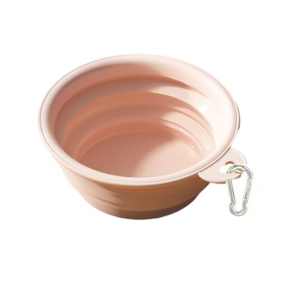 Folding Pet Bowl Portable Dog Foldable Pet Feeding Water Bowl Dish Collapsible Cat Bowl with Carabiner розовый