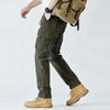 Men's Cargo Pants Straight Leg Cotton Stretch Tactical Trouser Male Military Outdoor Camping Fishing Casual Work Wear Khaki
