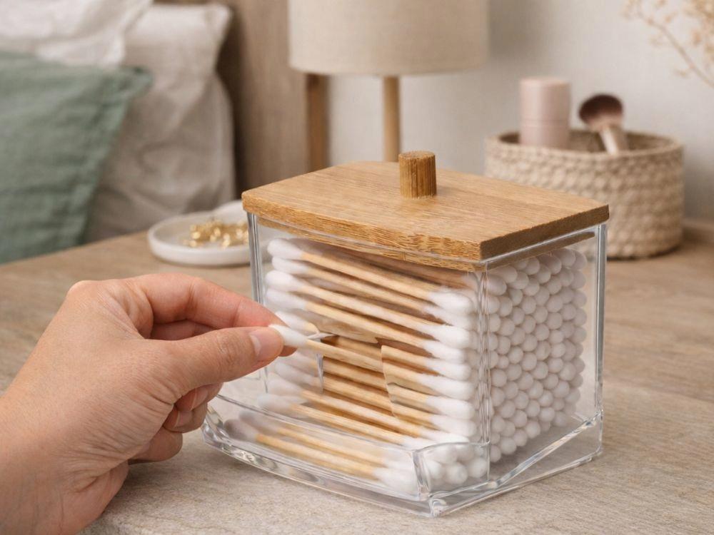 Bathroom Organizer Container for Ear Buds, Hygienic, Cosmetic