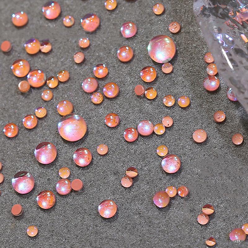 100 Stück Gemischte Größe Aurora Meerjungfrau Perlen Nailart Dekoration Sommer Teile Bunte Macaron Blasenperlen Nagelanhänger DIY Maniküre
