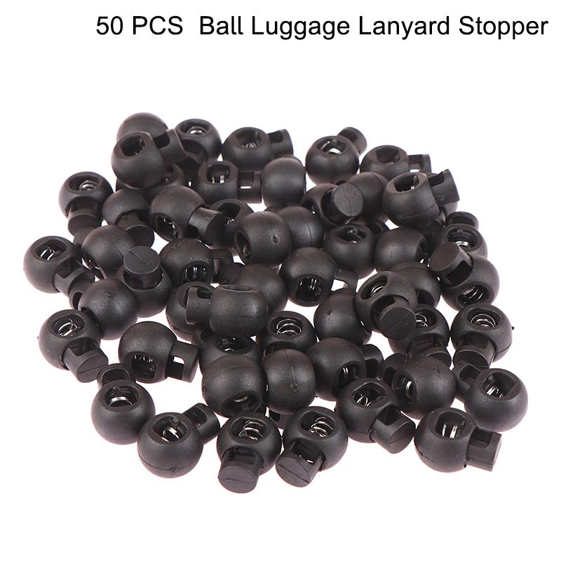 50Pcs Rope Cord Locks Clip Ends Round Ball Shape Luggage Lanyard Stopper Sliding Plastic Sewing Garden Home Cord Locks