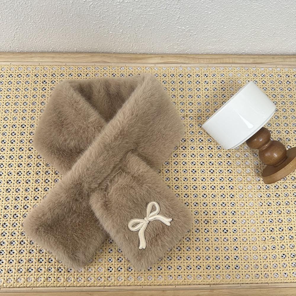 Thick Warm Children Winter Scarf Plush Shawl Scarves Cute Cross Neck Scarf