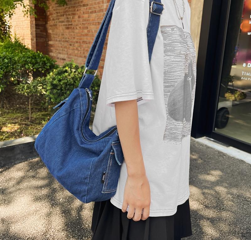 Denimveske Ensfarget Dame Skulderveske Crossbody-veske