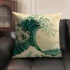The Great Wave off Kanagawa Cushion Cover Breathable Linen Organic Fabric DoubleSided Printing Sofa Pillow Case Home Decor