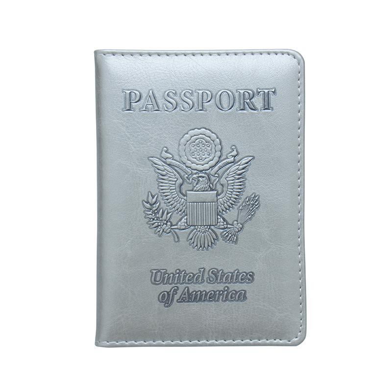 New US Passport Holder Leather Thin Passport Covers Golden Copper Corner Id Card Holder Plane Ticket Holder Travel Accessories