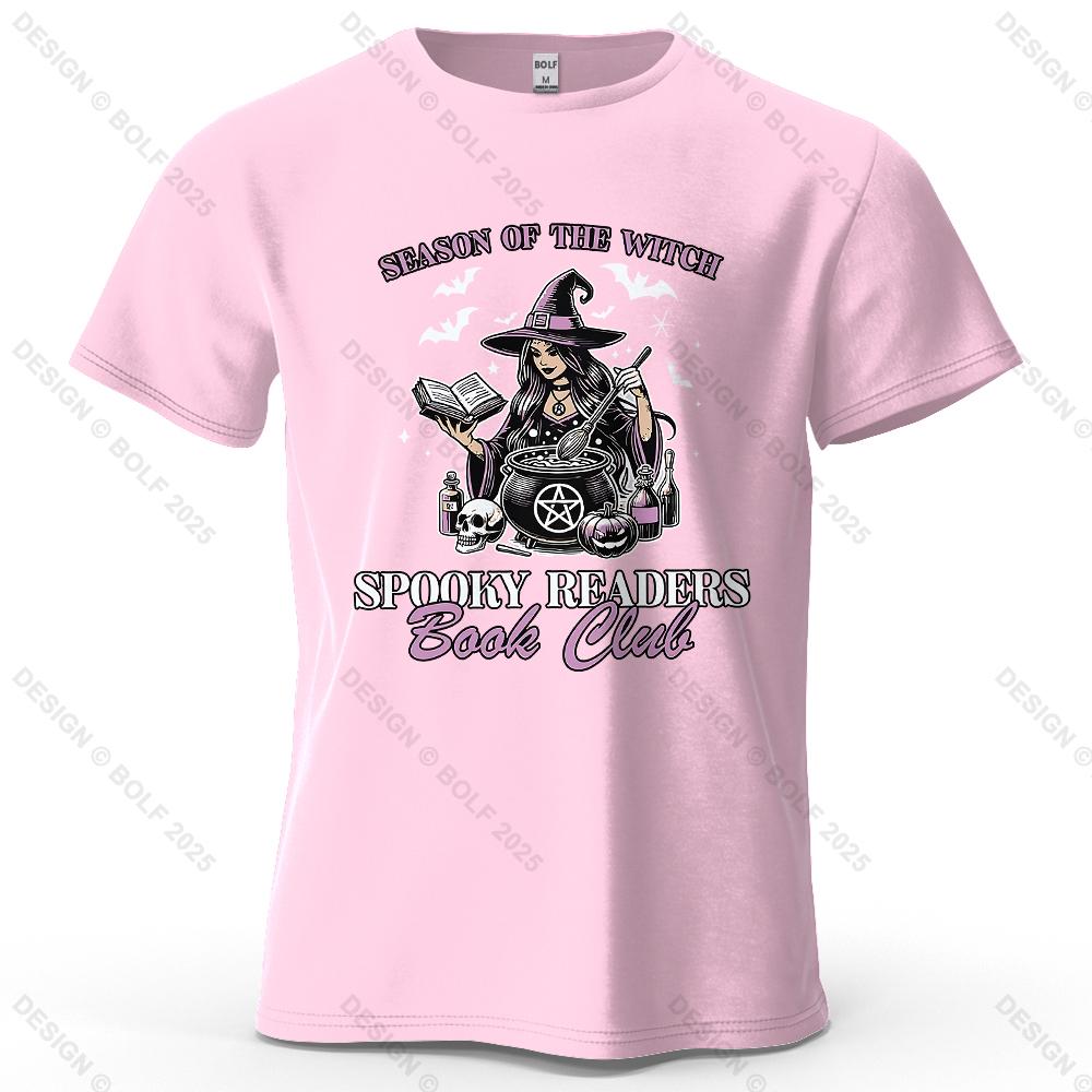 Witchy Book Club Printed Men's T-Shirt 100% Cotton Oversized Mysterious Unique Graphic Tees for Women Tops Tees Reading