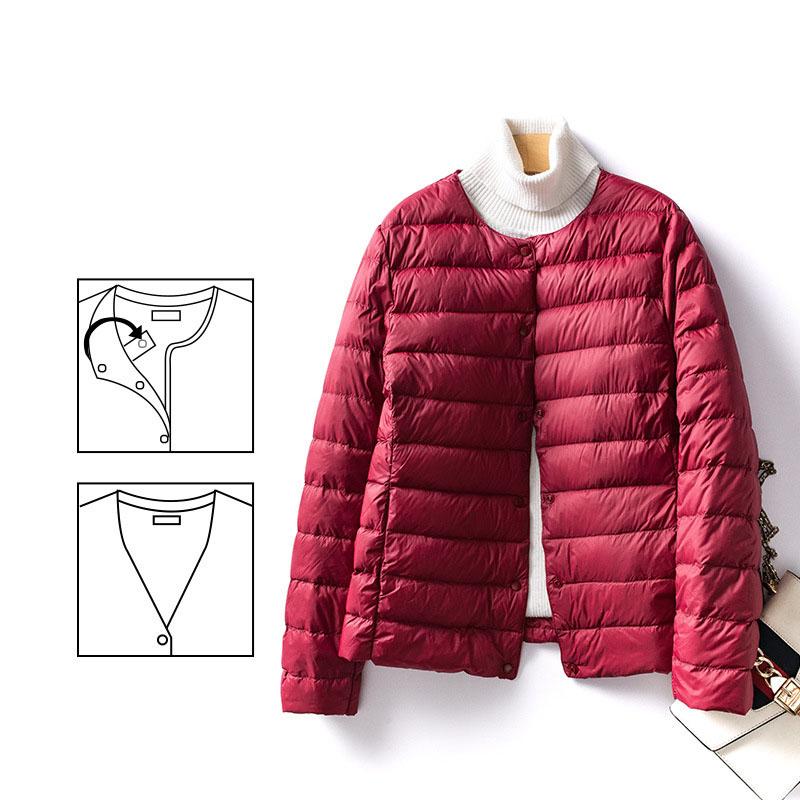 

Женский пуховик-подкладка с О-образным вырезом и переменным V-образным вырезом, женский зимний, сохраняющий тепло, без воротника, ультралегкий стеганый пуховик XXXL вино красного