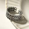 BF CLUB 925 Sterling Rings for Women Simple Geometric Handmade Irregular Retro Layered Chain Ring Allergy For Birthday Gift