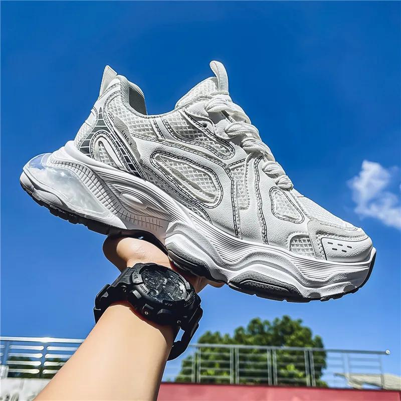 

Кроссовки на толстой подошве размера плюс 45, мужские дизайнерские спортивные туфли на воздушной подушке, модные повседневные туфли с дышащим верхом и увеличенной высотой на платформе 39