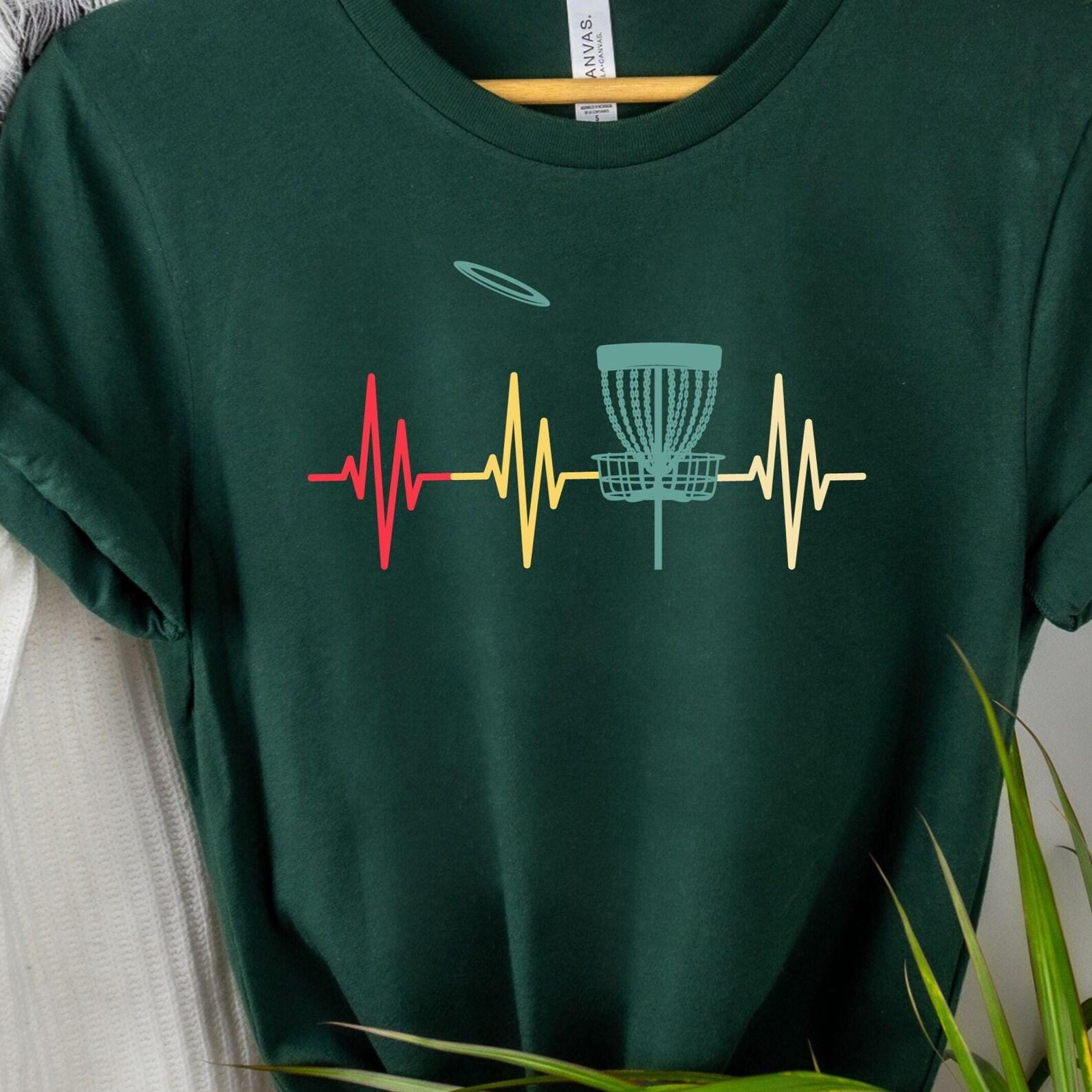 Vintage Disc Golf Heartbeat Unisex Tee, Disk Golf EKG T-Shirt, Fun Gift for Him or Her, Sport Attire, Disc Golf Basket Shirt, Men s Women s 4XL
