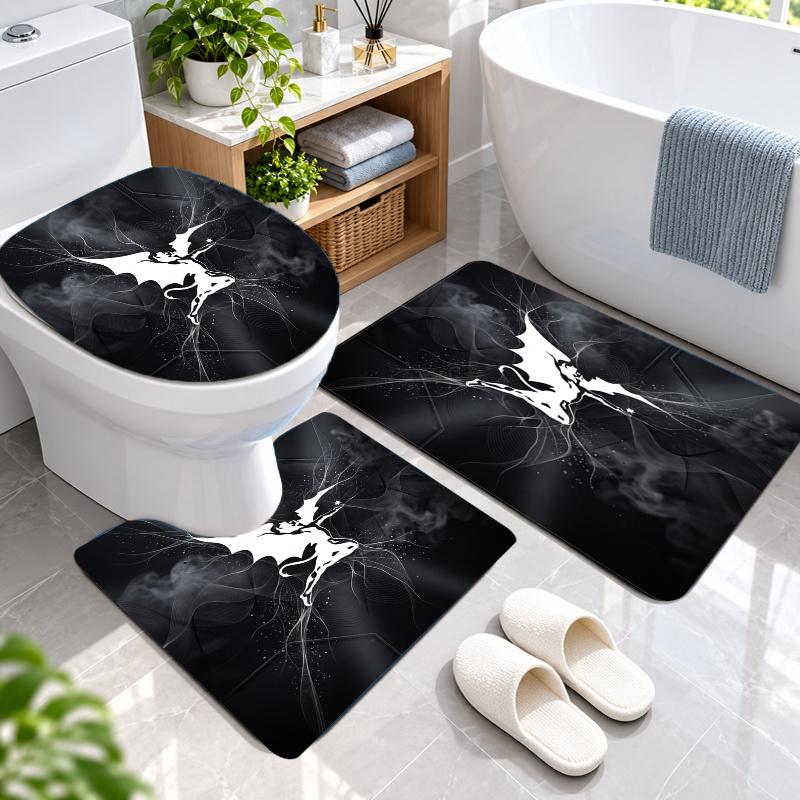 3Pcs Flannel Toilet Mat Set Black Sabbath Bathroom Rug Bath Carpet Non Slip Home Decor